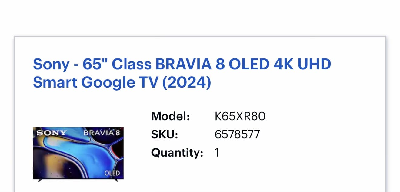 65” Sony Bravia TV