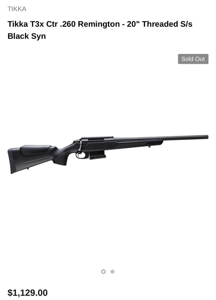 Tikka .260 CTR in mdt fieldstock w/extras