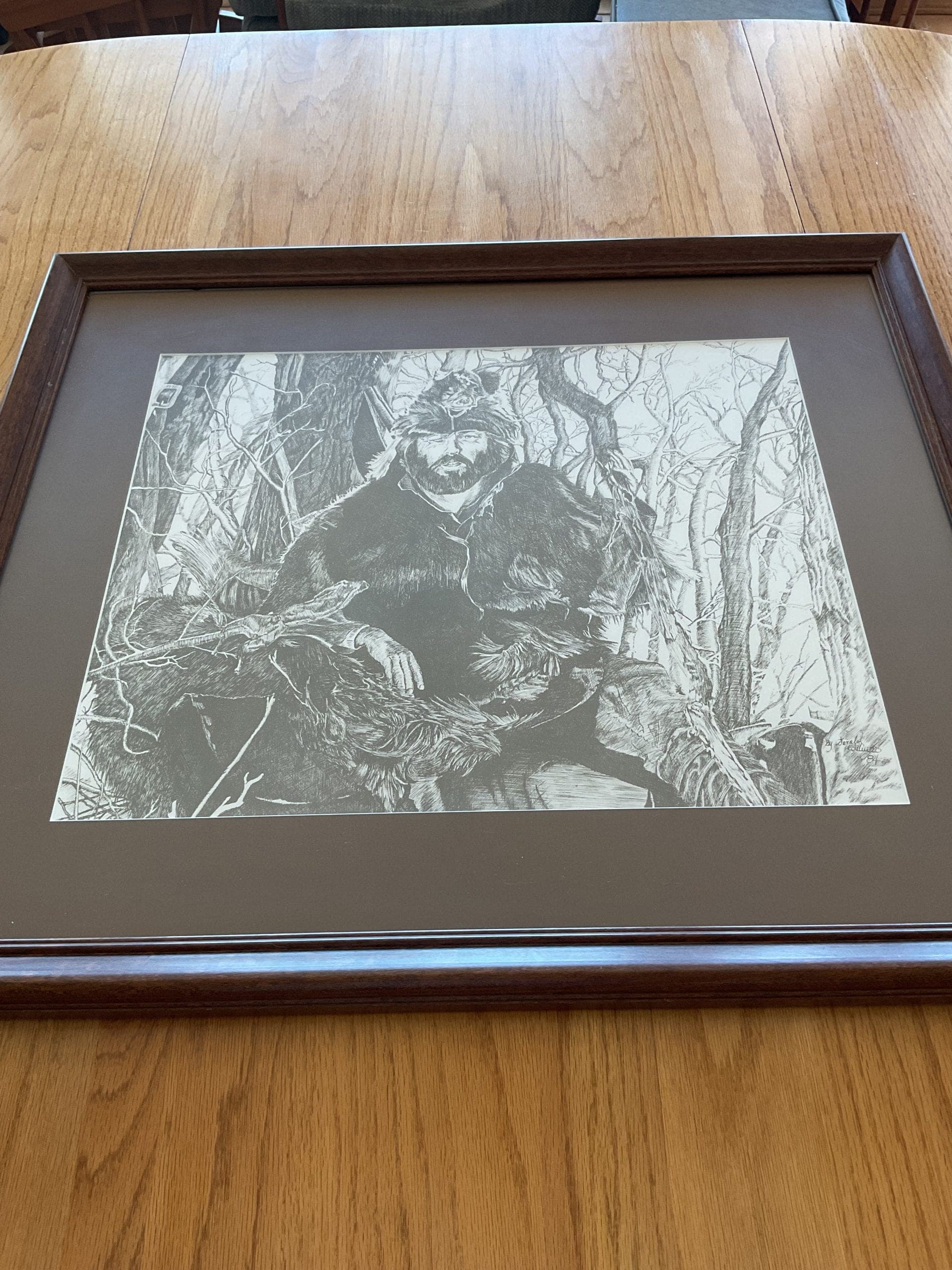 Pencil and charcoal drawing of mountain man.
