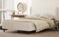Full Size White Velvet Bed, Some Wear
