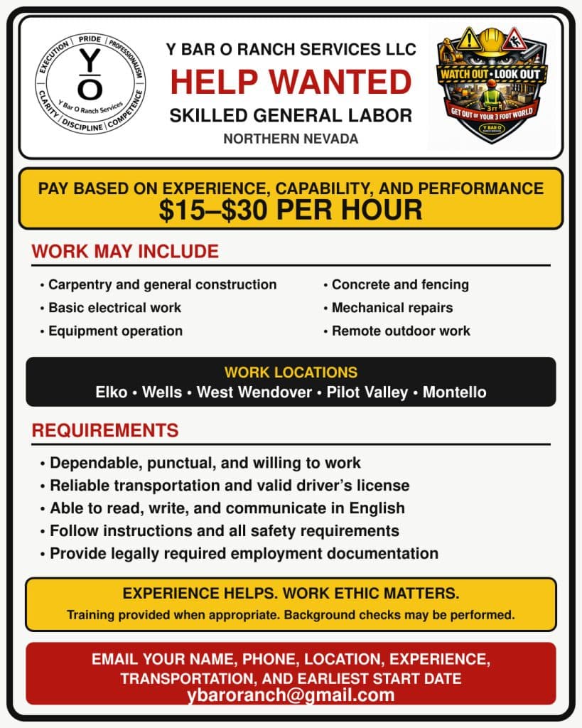 HELP WANTED — SKILLED GENERAL LABORER